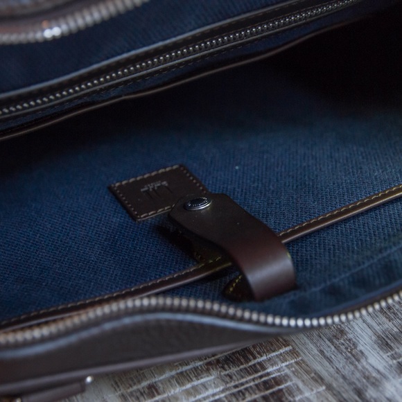 New Authentic Dunhill Boston Full-Grain Classic Brown Leather Fashion Briefcase - Picture 9 of 16